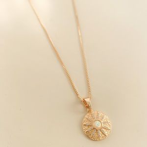 Opal Sunburst Necklace | 14k Gold Filled